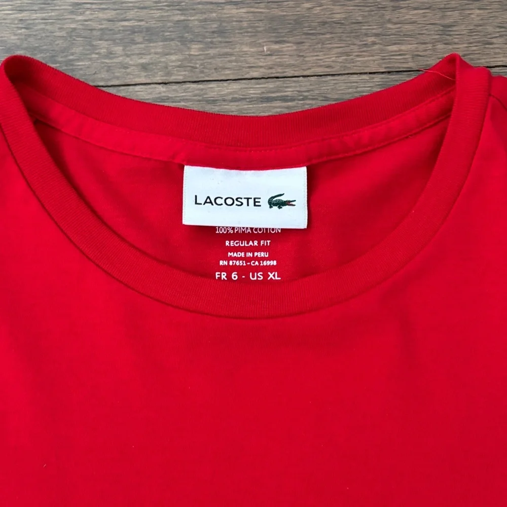 Lacoste Men's Bright Red Short-Sleeve Crew Tee